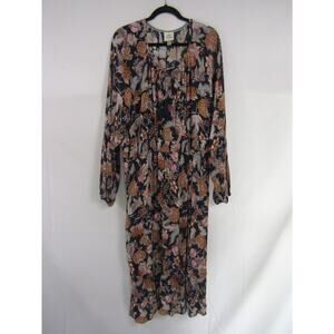 Knox Rose Dress Blue Floral Rayon Maxi sz XXL Boho Peasant Tropical Fairy Preppy